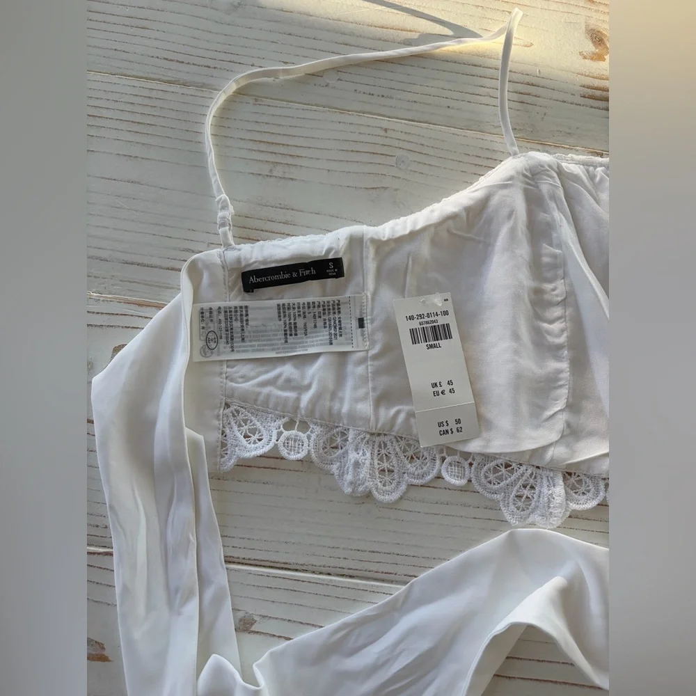 Abercrombie Ultra Cropped Lace Squareneck Set Top NWT - Picture 9 of 10